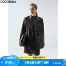 COCOBELLA复古双排扣PU西服手工擦色皮衣25春西装外套PU3099 布朗尼皮衣PU3099 S