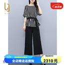 OLJ轻奢品牌套装女2025年夏季新款时尚减龄气质优雅上衣裤子两件套 黑色 L (建议100-120斤)