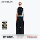 ANN ANDELMAN【王玉雯同款】官方直营 牛仔腰头拼接西裤直筒长裤 黑色 XS