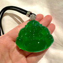 DL 1998帝王绿翡翠吊坠绿大佛公玉冰种天l然缅甸a货满绿弥勒笑