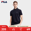 斐乐（FILA）官方男子针织短袖POLO衫夏季商务翻领针织衫舒适短袖T恤上衣 传奇蓝-NV L 175/96A