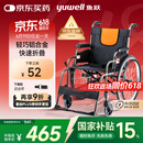鱼跃 (yuwell)轮椅车H062折叠老人轻便免充气铝合金旅行手推代步车
