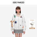 13DE MARZO男女同款 25春夏新款DIY填色拉链帽衫街头宽松卫衣外套 白色（配套DIY织物笔） M