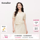 珂莱蒂尔2025年夏季新款优雅米色蕾丝小衫女短袖气质设计感上衣 淡橙黄 L