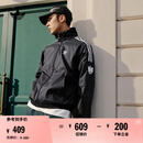 adidas休闲简约三条纹梭织立领夹克外套男装阿迪达斯官方三叶草   黑色 (偏小，推荐买大1码)   L