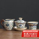 不拙汝窑盖碗三才盖碗茶碗一人防烫茶具公道杯带茶漏过滤网繁花三件套