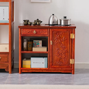 苏汀小镇红木家具非洲花梨（学名：刺猬紫檀）茶水柜实木中式烧水茶车小茶桌泡茶桌边桌茶叶储物柜 雕花柜右：长80*宽38*高68cm.