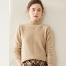 鹿王（KING DEER）2025秋冬新款半高领羊绒衫女双股加厚山羊绒毛衣套头针织打底衫 高雅驼 XL