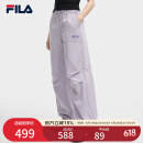 FILA 斐乐官方杨幂同款梭织长裤时尚简约宽松休闲裤子女 淡奶油紫-PU M （165/66A/M）