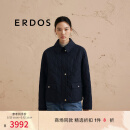 ERDOS 翻领格纹商务通勤短款女棉服外套 藏蓝 175/92A/XL