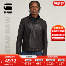 G-STAR RAW25年春季新品男士皮衣外套美式机车全粒羊皮柔软舒适夹克D26109 黑色 L
