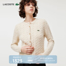 LACOSTE法国鳄鱼女装秋季时尚潮流百搭圆领绞花开衫长袖毛衣|AF0904 IBR/米色 M /165