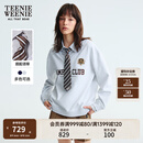 Teenie Weenie小熊女装卫衣2025秋季新款学院风可拆卸领带拼接衬衫 浅灰色 S