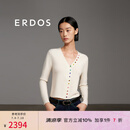 ERDOS 春夏彩虹扣无染色舒适保暖精致V领修身女开衫羊绒衫 白 165/88A/L