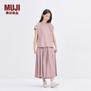 无印良品（MUJI） IDEE 女式 平纹 法国袖罩衫 短袖t恤上衣 女装25年夏季 GA42CC5S 烟熏粉色 M （155/80A）