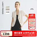 朗姿平驳领醋酸短袖商务西装外套黑白色ol西服2025年夏季新款 浅米色 L