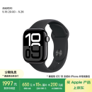 Apple/苹果 Watch Series 10 智能手表GPS款42毫米亮黑色铝金属表壳黑色运动型表带S/M MX1M3CH/B