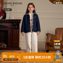 Teenie Weenie Kids小熊童装25新年款女童爱心绗线连帽翻领棉服 藏青色 150 cm