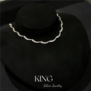 PREGIAKING闪耀银河 | king银饰珠宝925银镀金水波纹choker时尚百搭纯银项链 银色项链（链长33-40cm任意抽拉