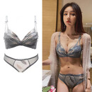 爱慕秋夏品牌内衣女无钢圈小胸聚拢文胸套装调整型收副乳上托显套装蕾丝 蓝色套装 34/75B