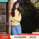 茵曼（INMAN）章若楠同款复古老钱风女装开衫毛衣2025春夏季新品通勤感针织衫 浅黄色 L