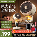 创维【全屋驱蚊】空气循环扇2025新款大风力轻音台地两用电风扇家用智能语音遥控落地扇Q522 白咖色