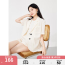 秋水伊人时尚简约西装式套装夏季新款女通勤上衣短裤两件套 米色 M
