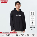 Levi's李维斯情侣同款连帽加绒卫衣经典logo落肩宽松复古 黑色 S