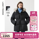 朗姿霍尔多巴吉白鹅绒可拆卸狐狸毛领加厚羽绒服外套冬季新款 黑色 M