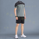 SKINS运动套装男冰丝夏季新款速干衣跑步短袖健身衣服篮球服训练短裤 灰色套装冰丝 速干 透气新款 M