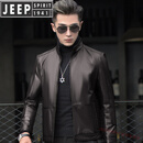 JEEP SPIRIT海宁纯牛皮外套真皮皮衣男立领短款夹克春秋头层牛皮皮夹克 黑色 2XL