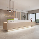 烤漆物业办公室工作公司酒店大厅吧台柜前台桌接待收银台培训机构 原木+白色 360*60*100