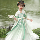 芭米诺汉服女童夏款超仙连衣裙小女孩唐装夏装古风儿童古装 绿色 120