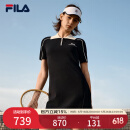 FILA 杨幂同款|斐乐官方女装编织连衣裙2025夏季新款时尚修身POLO裙子 传奇蓝-NV L 170/88A/L