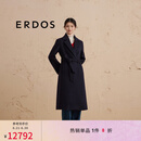 ERDOS 羊绒双层保暖修身显瘦中长款外套系带女士毛呢大衣 水墨蓝 165/84A/M