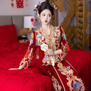 罗蒙（ROMON）秀禾服婚服2026新款男女新娘结婚中式婚礼感显瘦龙凤褂嫁衣 红丝绒女无头饰 S