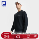 FILA 斐暖科技|斐乐官方男子套头卫衣2025春新款健身运动针织长袖上衣 深黑-BK XL （180/100A/XL）