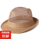 中老年人礼帽子男夏天防晒遮阳帽凉帽户外网眼爸爸春秋季透气草帽 深卡其 均码（58CM）