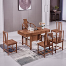 甘木匠红木家具非洲鸡翅木 (学名: 非洲崖豆木)茶桌椅组合小户型茶桌阳台茶桌 118cm单桌【全新升级带双抽】