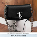 Calvin Klein时尚单肩包礼物链条包包金属字母旋扣翻盖CK女包斜挎马鞍包DH3240