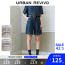 UR2025夏季新款女装休闲复古水洗压褶牛仔短裤UYU850039 蓝色 27