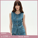 Fabrique莱赛尔棉修身圆领无袖牛仔马甲2025春季新品 蓝色 S