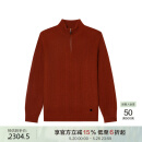 鄂尔多斯1980秋冬纯羊绒半高领翻花加厚男针织套衫 焦糖 L 175/96A
