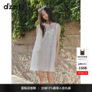 DZZIT地素连衣裙2025夏季新款网纱蕾丝款立体蝴蝶裙子女3J2O3269B 米白色 S