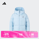 adidas 600蓬拒水防泼宽松鸭绒羽绒服面包服女阿迪达斯官方轻运动   冰晶蓝   L