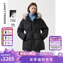 朗姿霍尔多巴吉白鹅绒可拆卸狐狸毛领加厚羽绒服外套冬季新款 黑色 L