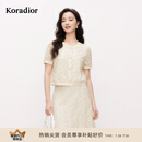 珂莱蒂尔2025年夏季新款优雅米色蕾丝小衫女短袖气质设计感上衣 淡橙黄 M