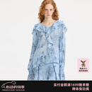 RE'VAN芮范2025春季新品设计师款质感蓝色蛇纹短裙套装RL12403167 蓝色（花） L /40