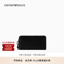 EMPORIO ARMANI/阿玛尼官方旗舰【礼物】新款男女情侣款牛皮革长款手拿钱包早秋 80001-黑色