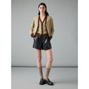 MARIUS四季通穿 重磅定染轻柔绵羊皮简约开衩皮短裤 黑色 S